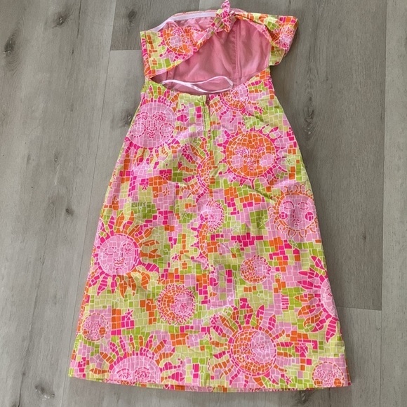 RARE‎ Lilly Pulitzer Mosaic Sun Salute Face Print tie back Cotton Dress Size 2 - Picture 8 of 12